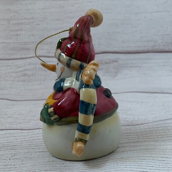 Ceramic Snowman Teapot Christmas Tree Ornament or Tabletop Decor 4" Tall - Picture 4 of 13